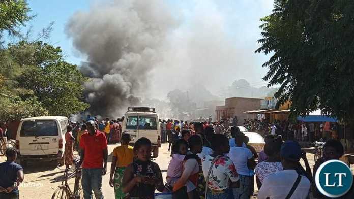 burning car at chikankata