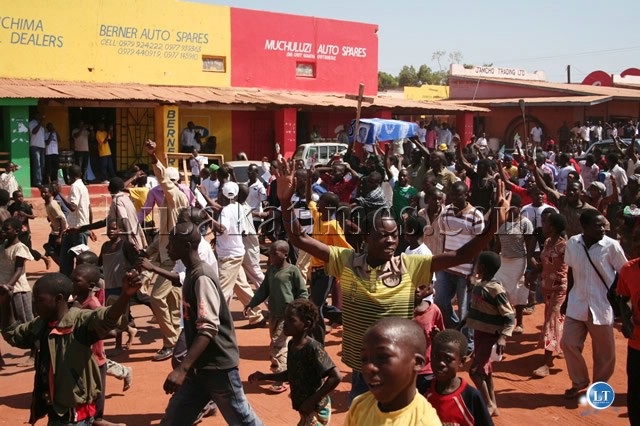 PATRIOTIC Front (PF) cadres celebrating the victory of their party at Kasama